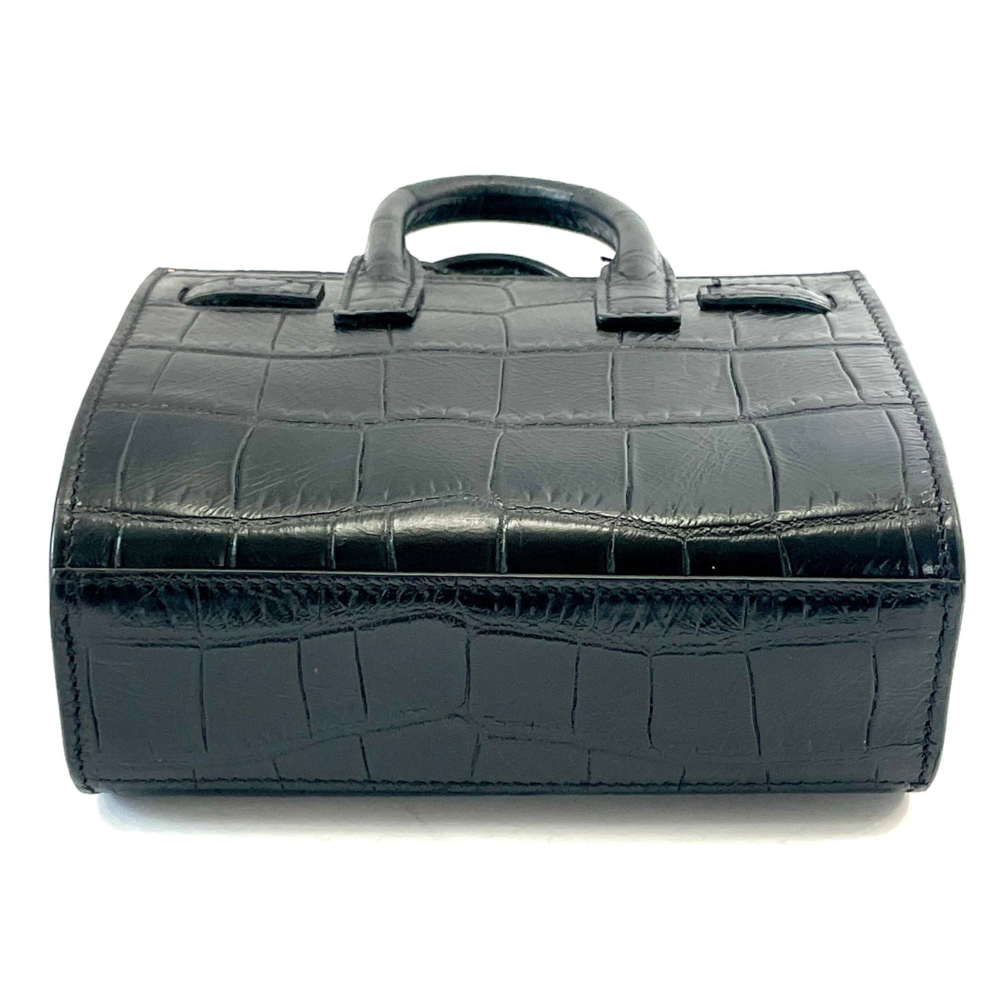 YSL CALFSKIN CROC EMBOSSED TOY SAC DE JOUR BAG