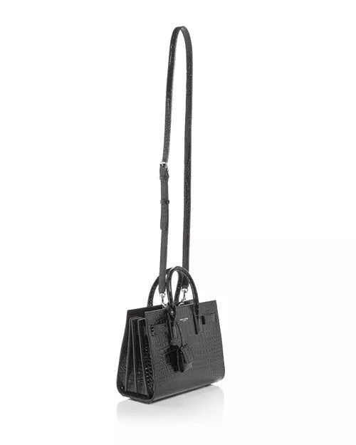 YSL CALFSKIN CROC EMBOSSED TOY SAC DE JOUR BAG