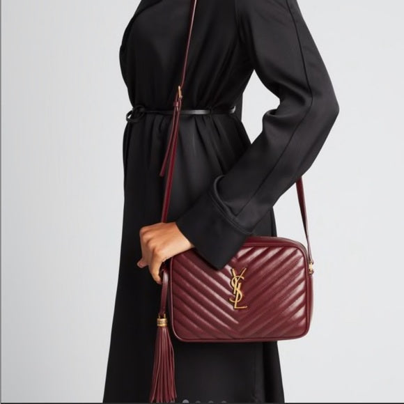 YSL CALFSKIN MATELASSE MONOGRAM MED LOU CAMERA BAG
