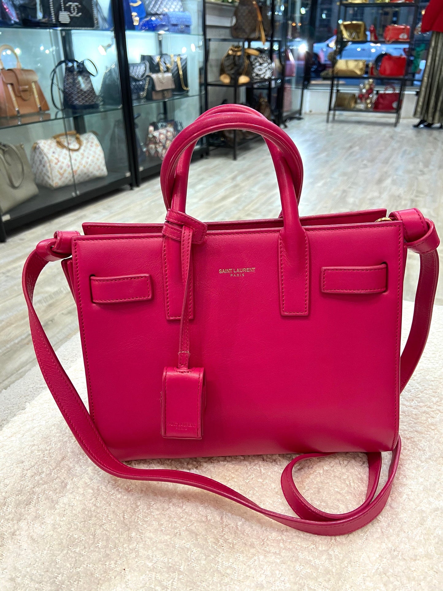 YVES SAINT LAURENT SAC DE JOUR NANO CALFSKIN TOTE BAG
