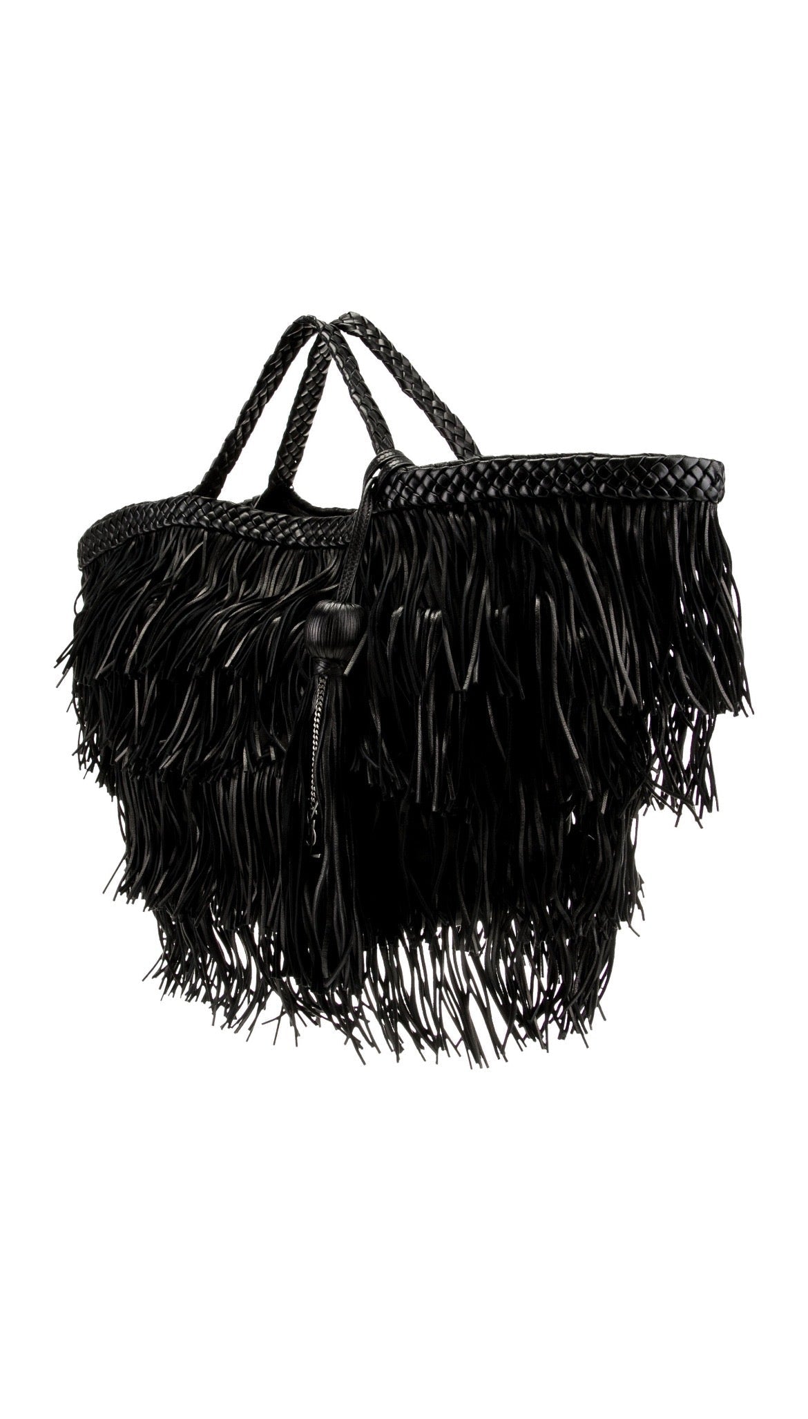 YSL CALFSKIN LEATHER PANIER FRINGE BAG