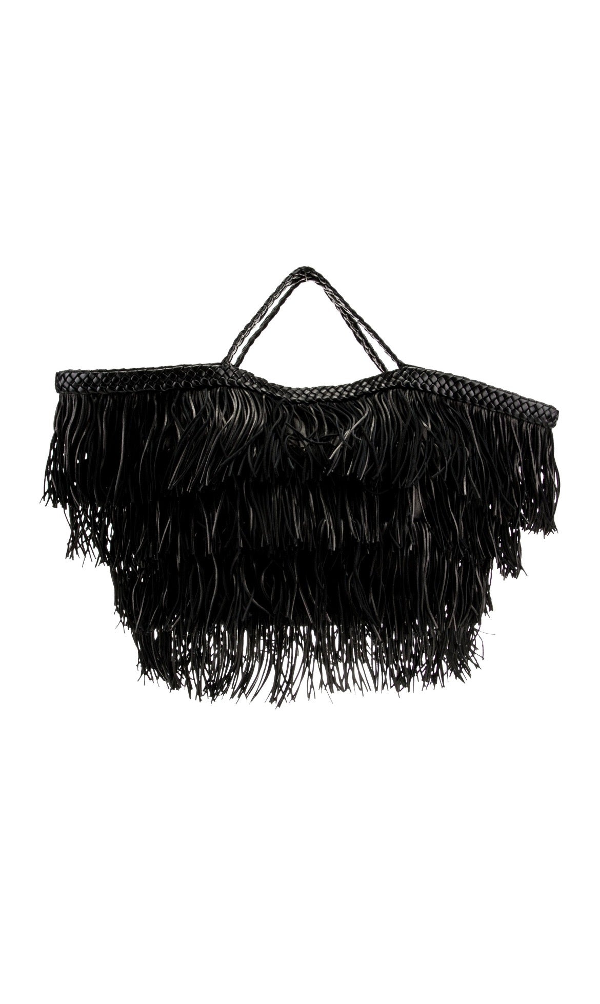 YSL CALFSKIN LEATHER PANIER FRINGE BAG