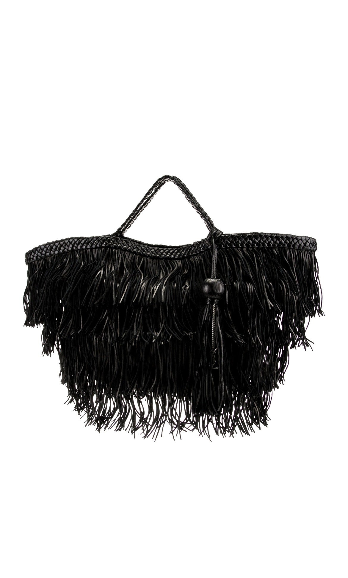 YSL CALFSKIN LEATHER PANIER FRINGE BAG