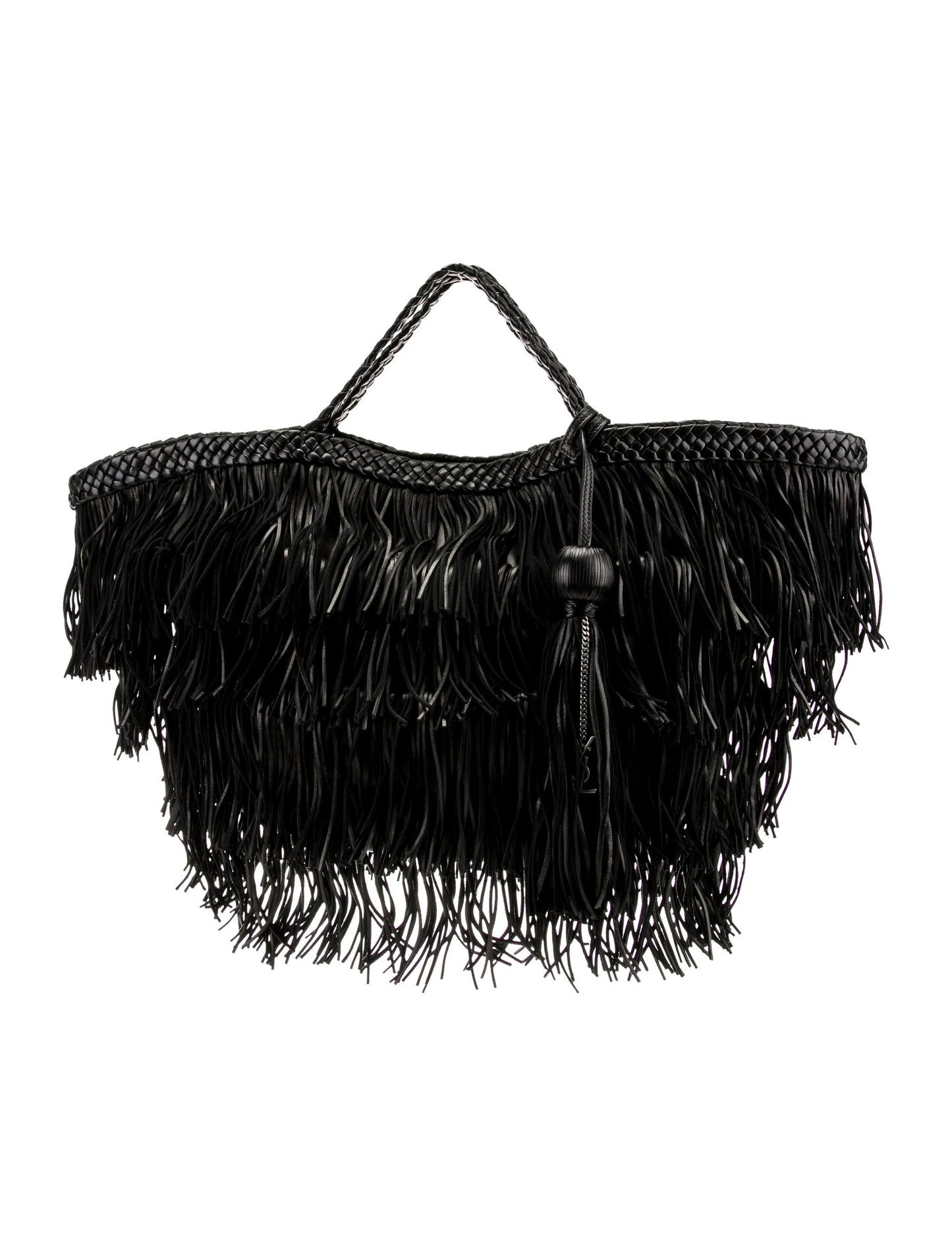 YSL CALFSKIN LEATHER PANIER FRINGE BAG