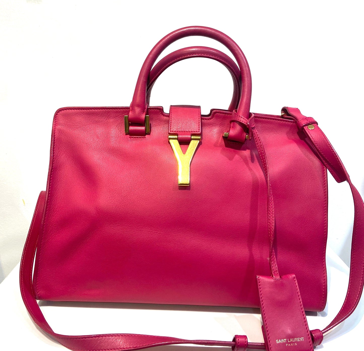 YSL CALFSKIN LEATHER CLASSIC Y CABAS SMALL SHOULDER BAG