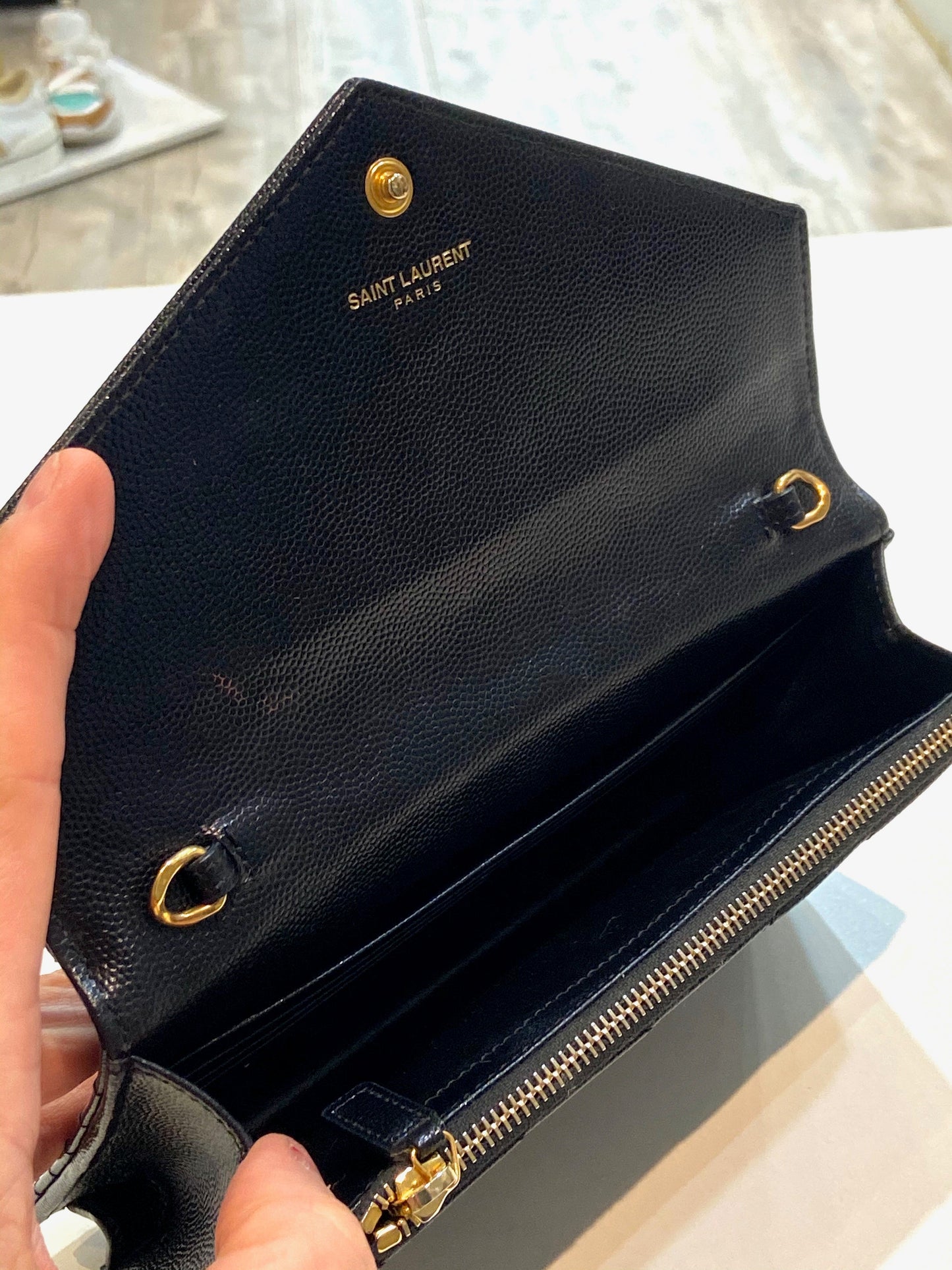 YSL CASSANDRE MATELASSE LEATHER CLUTCH BAG