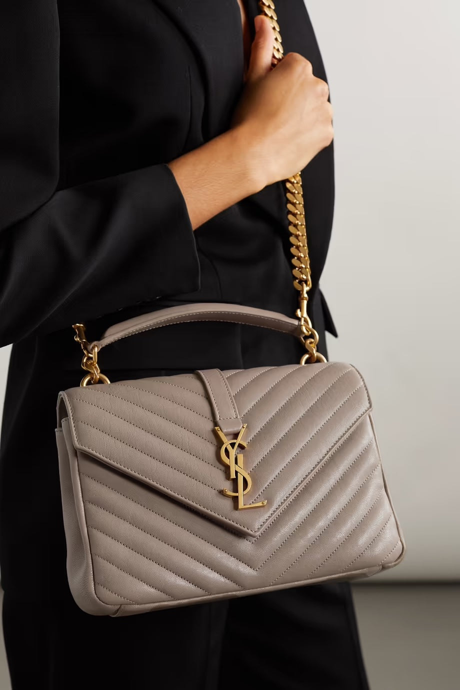 YSL COLLEGE MEDIUM  QUILTED LAMBSKIN  LEATHER BAG