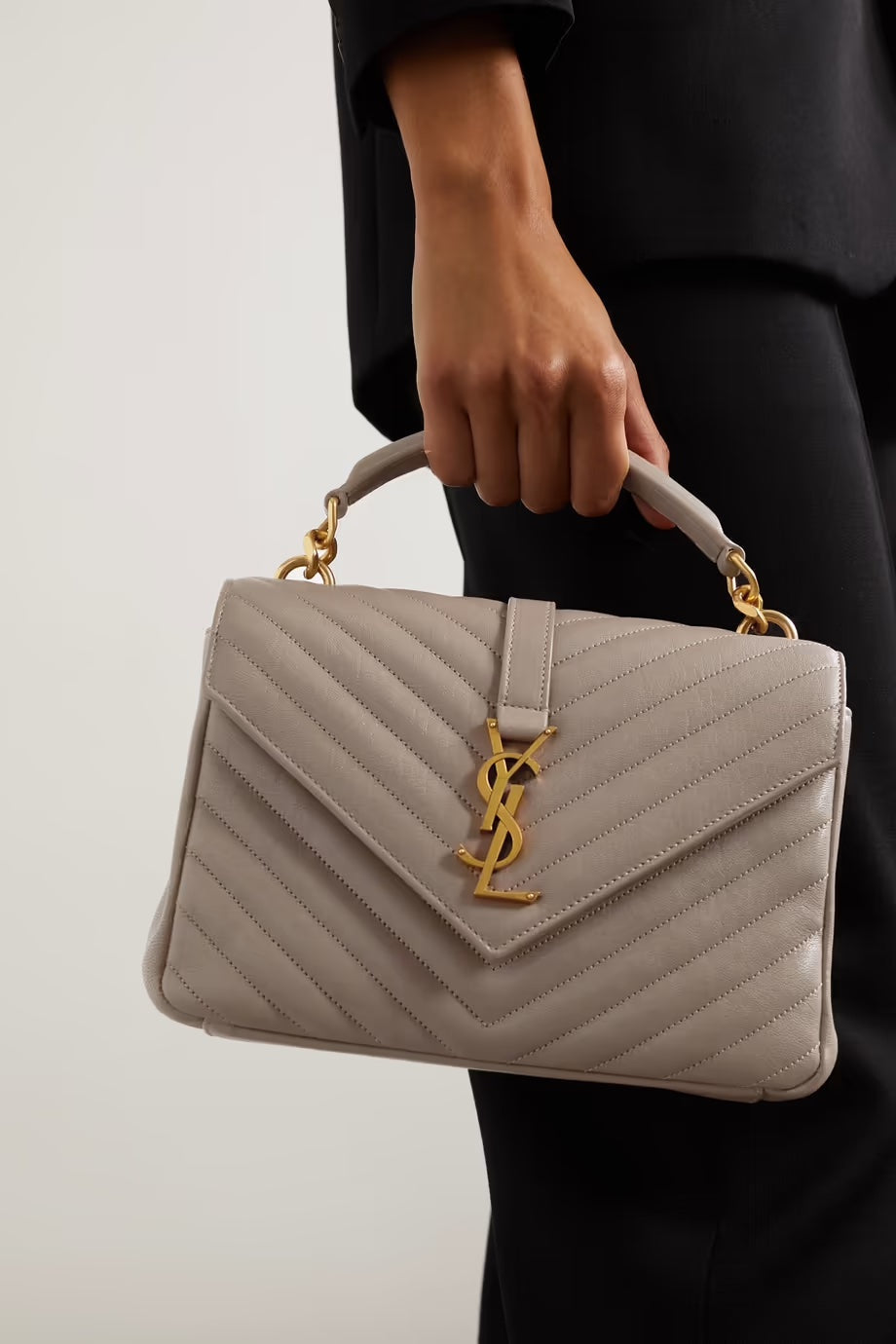 YSL COLLEGE MEDIUM  QUILTED LAMBSKIN  LEATHER BAG