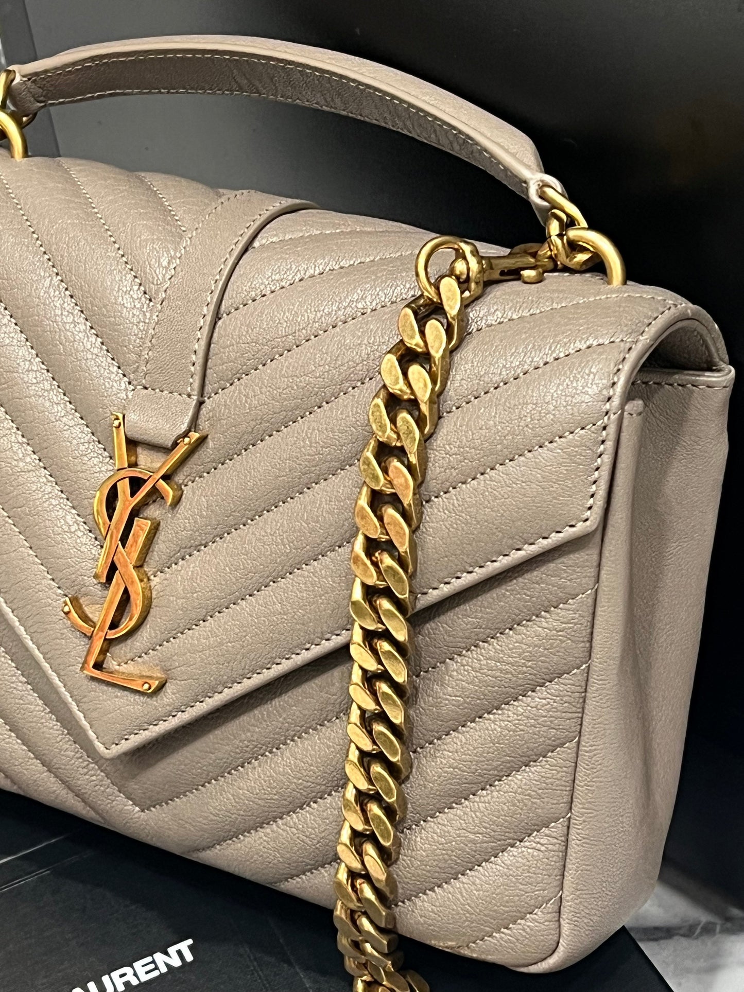 YSL COLLEGE MEDIUM  QUILTED LAMBSKIN  LEATHER BAG