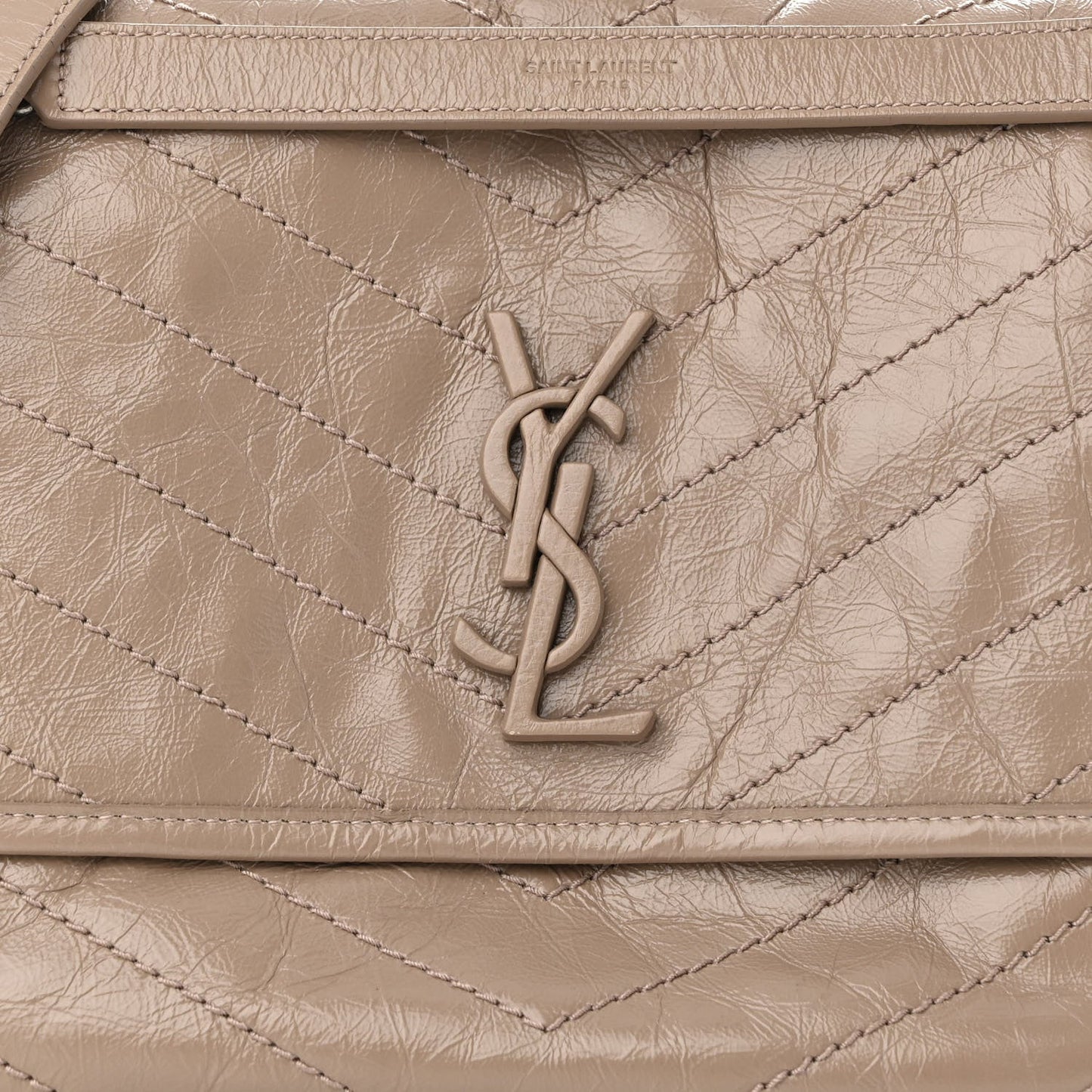 YSL CRINKLED CALFSKIN MATELASSE MONONGRAM MEDIUM NIKI CHAIN SATCHEL