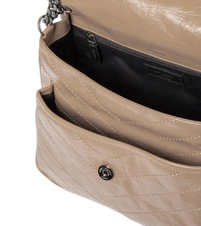 YSL CRINKLED CALFSKIN MATELASSE MONONGRAM MEDIUM NIKI CHAIN SATCHEL