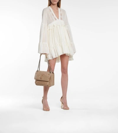 YSL CRINKLED CALFSKIN MATELASSE MONONGRAM MEDIUM NIKI CHAIN SATCHEL