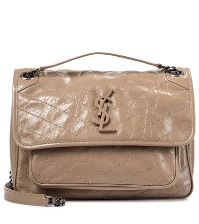 YSL CRINKLED CALFSKIN MATELASSE MONONGRAM MEDIUM NIKI CHAIN SATCHEL