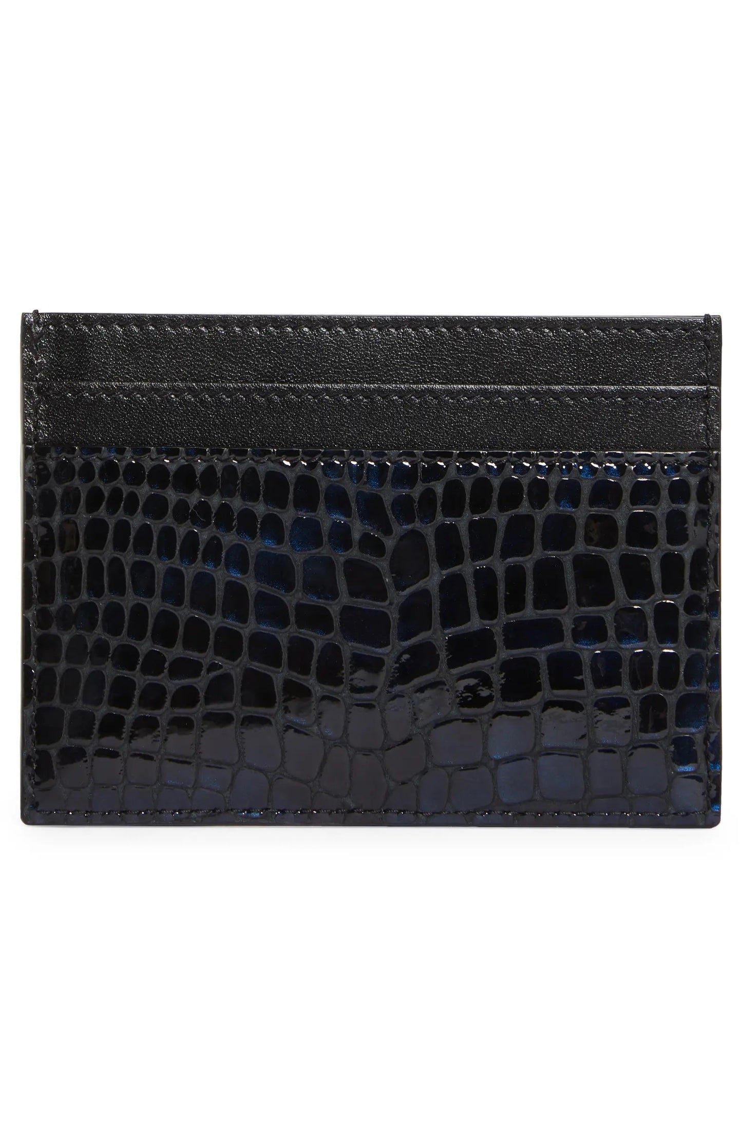 YSL CROC EMBOSSED LEATHER CASSANDRE CARD CASE