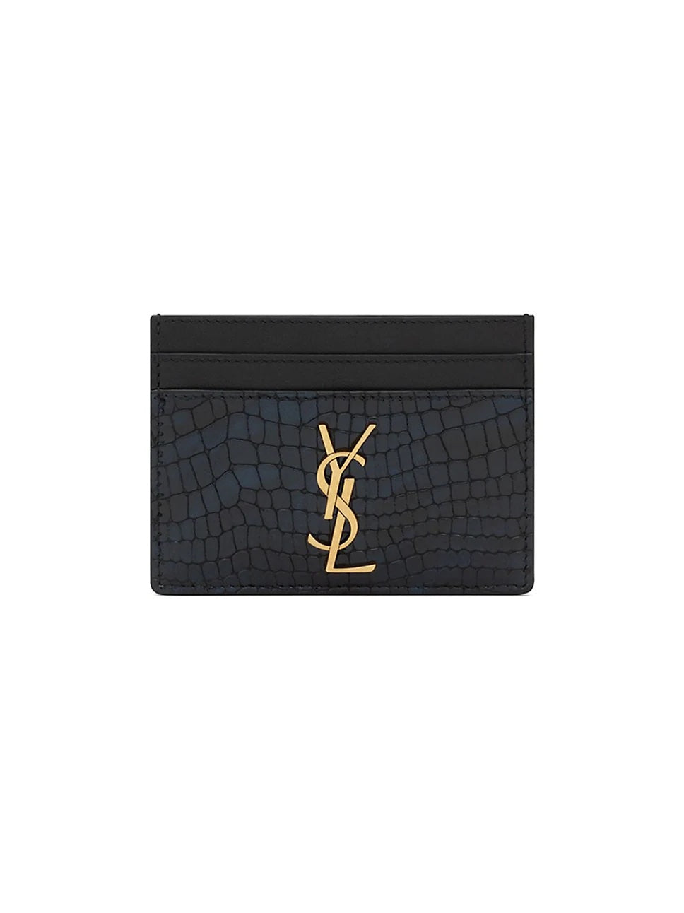 YSL CROC EMBOSSED LEATHER CASSANDRE CARD CASE