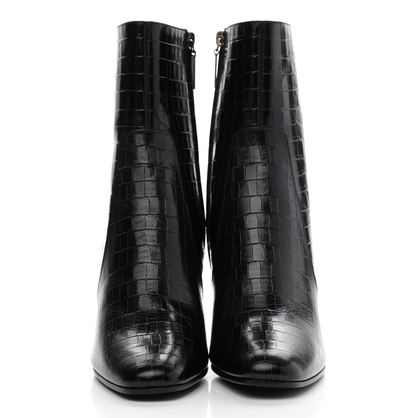 YSL CROC EMBOSSED LEATHER JANE 90 BOOTIES