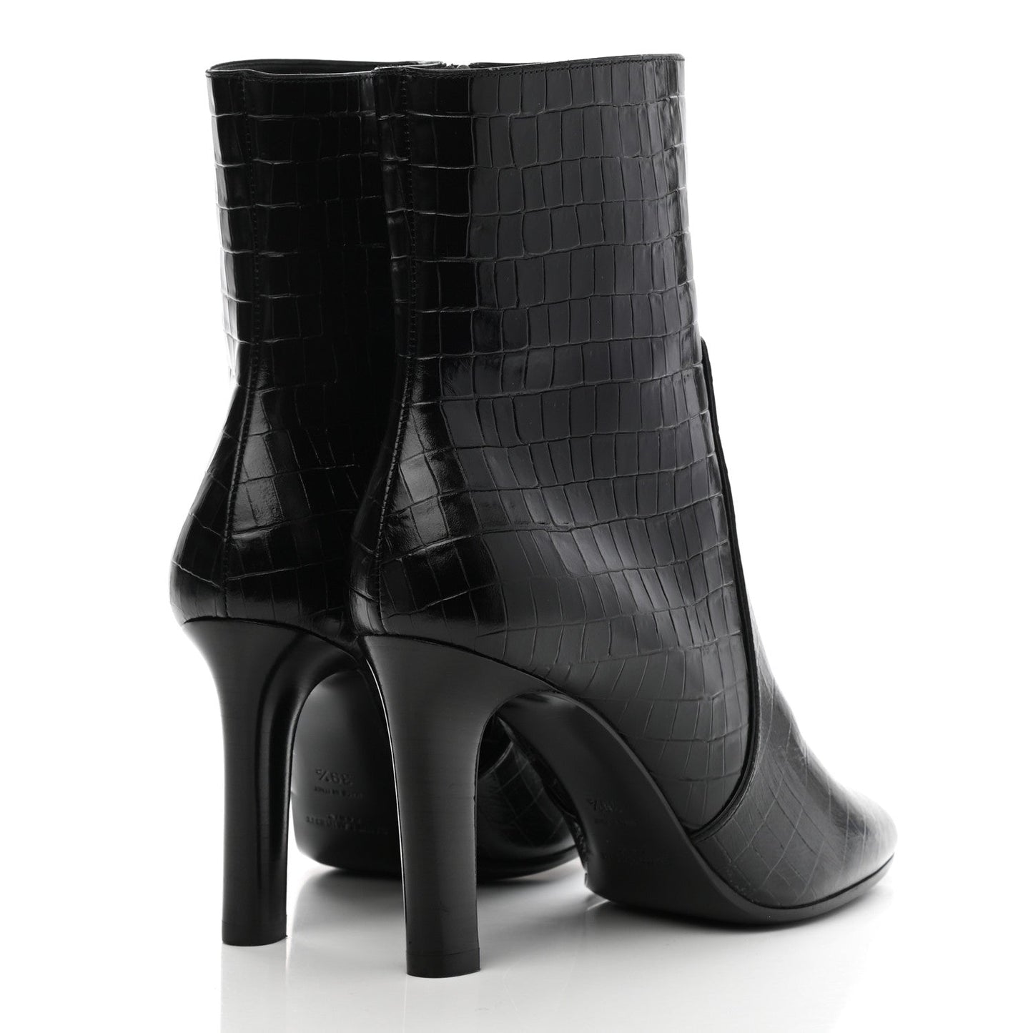 YSL CROC EMBOSSED LEATHER JANE 90 BOOTIES