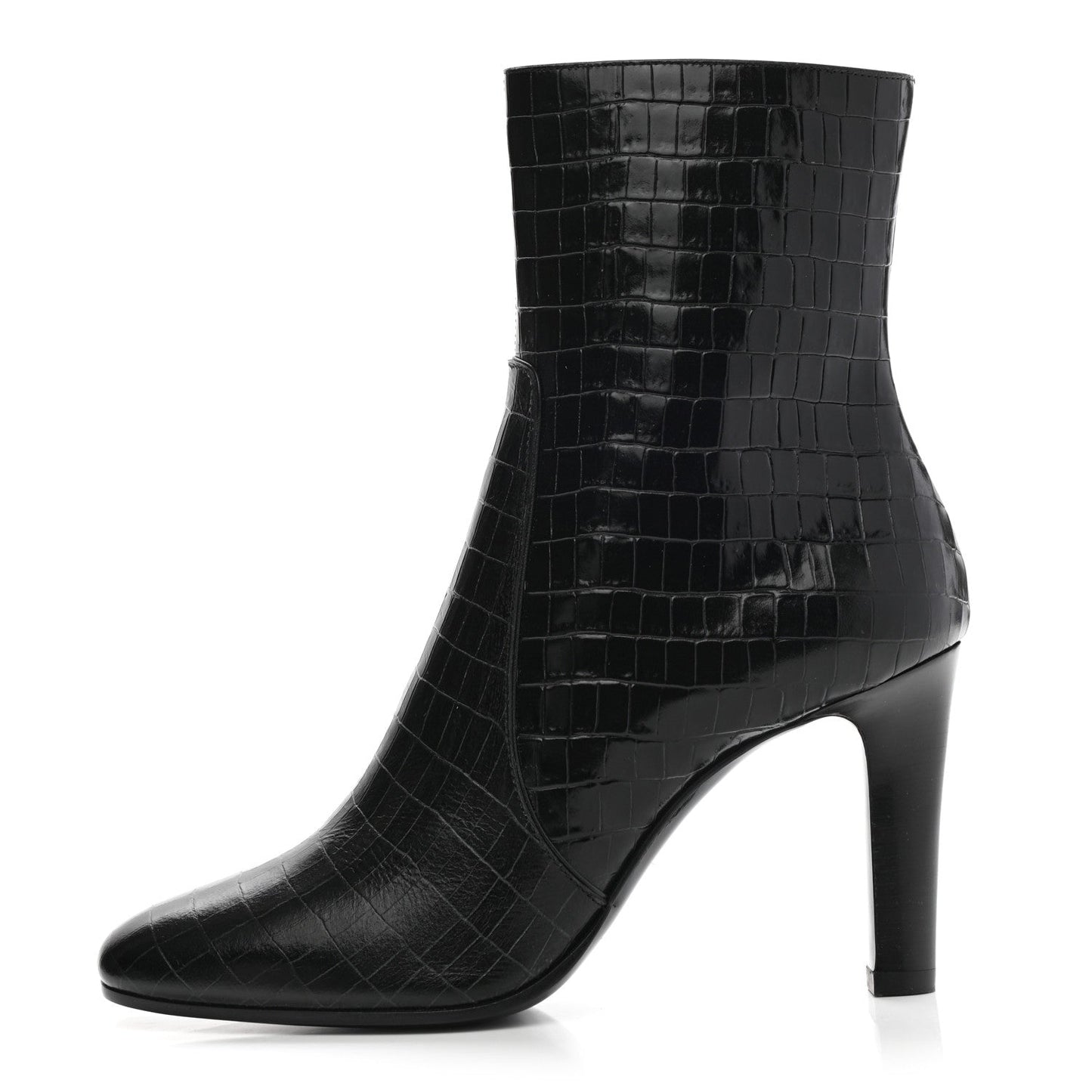 YSL CROC EMBOSSED LEATHER JANE 90 BOOTIES