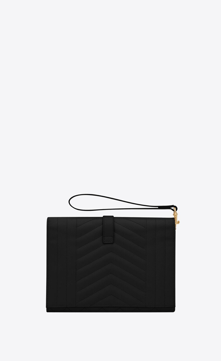 YSL ENVELOPE FLAP POUCH MATELASSÉ GRAIN DE POUDRE EMBOSSED LEATHER