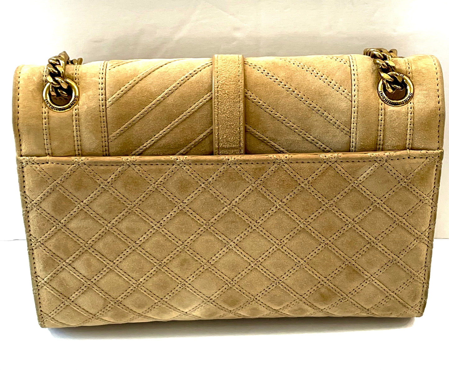 YSL MIXED MATELASSE TRIQUILT MONOGRAM ENVELOPE MEDIUM SUEDE CROSSBODY