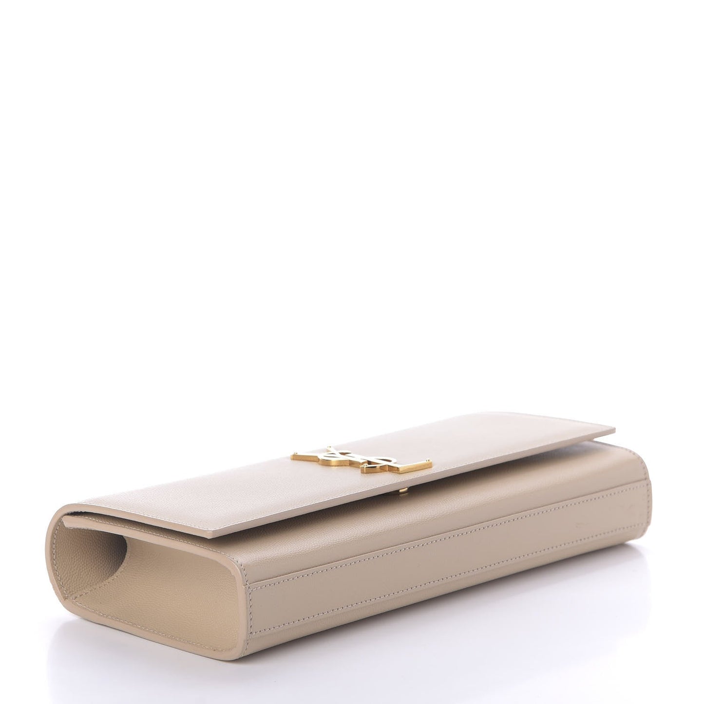 YSL GRAIN DE POUDRE LEATHER CASSANDRE MONOGRAM CLUTCH BAG
