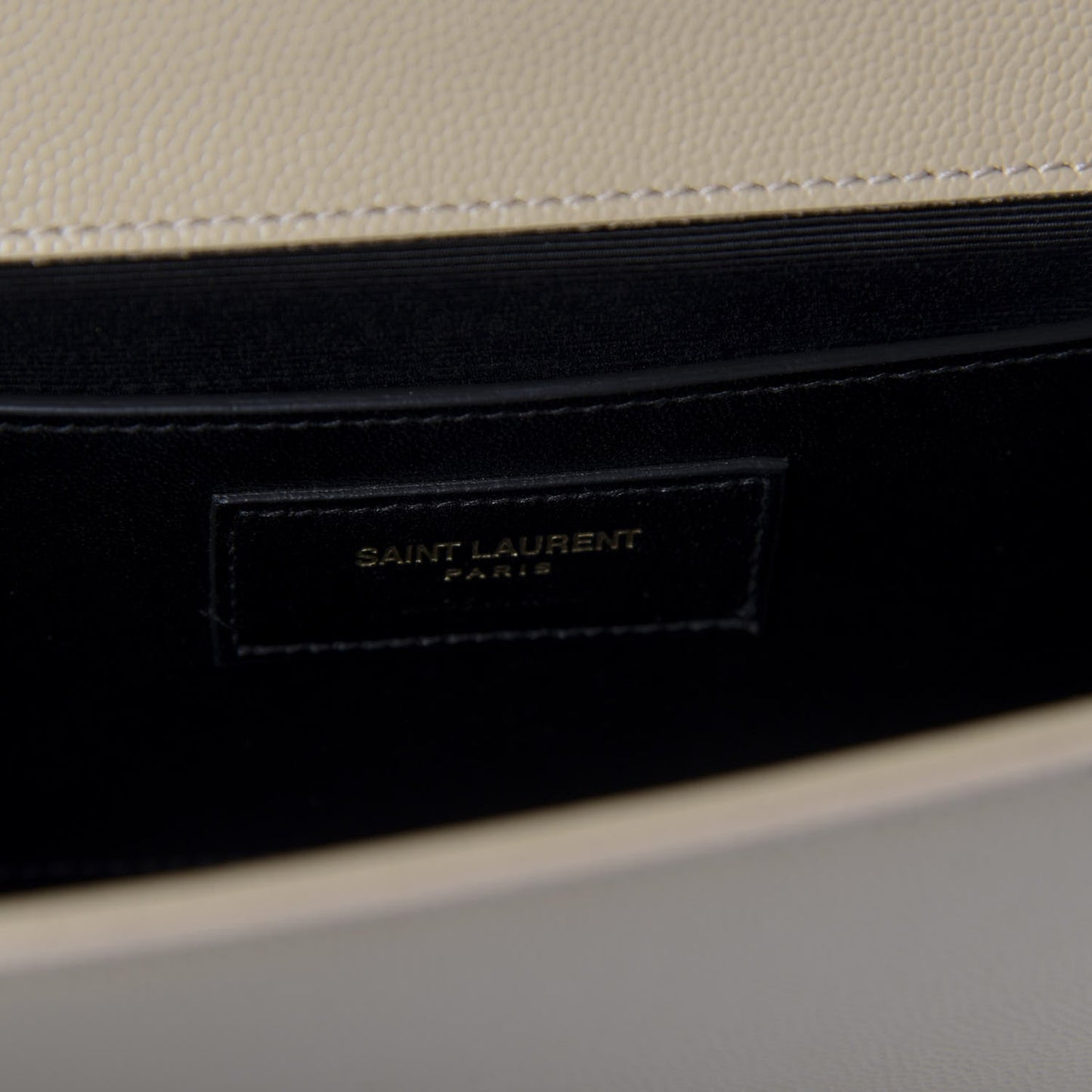 YSL GRAIN DE POUDRE LEATHER CASSANDRE MONOGRAM CLUTCH BAG