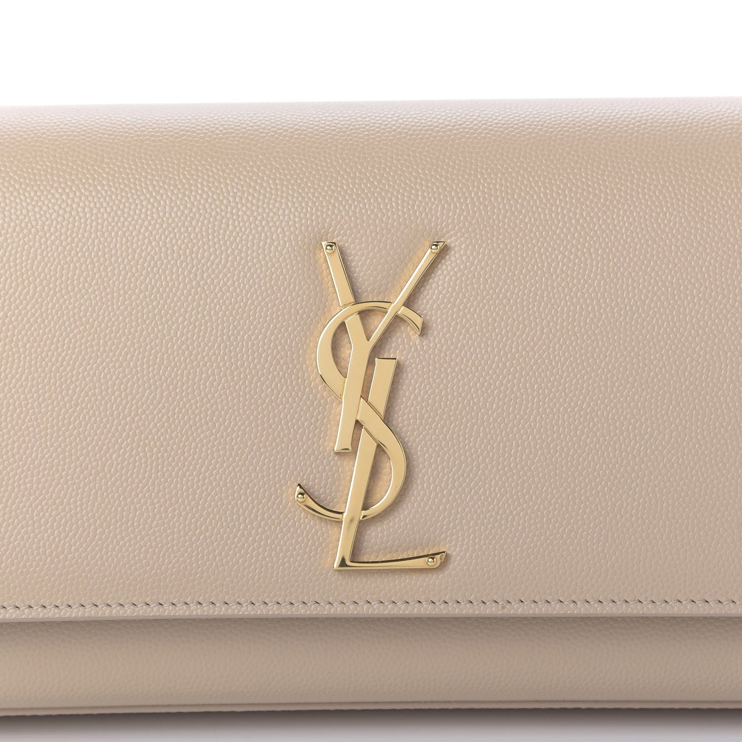 YSL GRAIN DE POUDRE LEATHER CASSANDRE MONOGRAM CLUTCH BAG