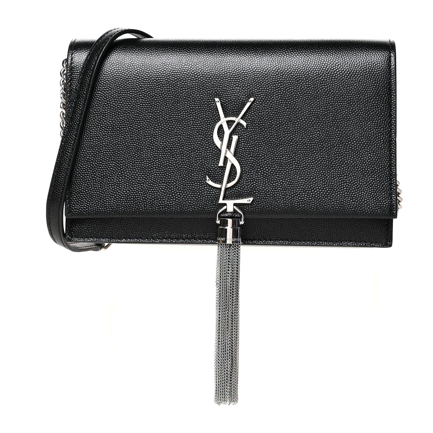 YSL GRAIN DE POUDRE MONOGRAM KATE TASSEL WALLET ON A CHAIN