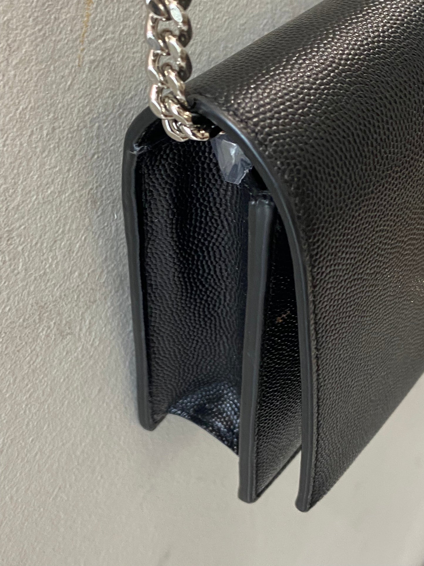 YSL GRAIN DE POUDRE MONOGRAM KATE TASSEL WALLET ON A CHAIN