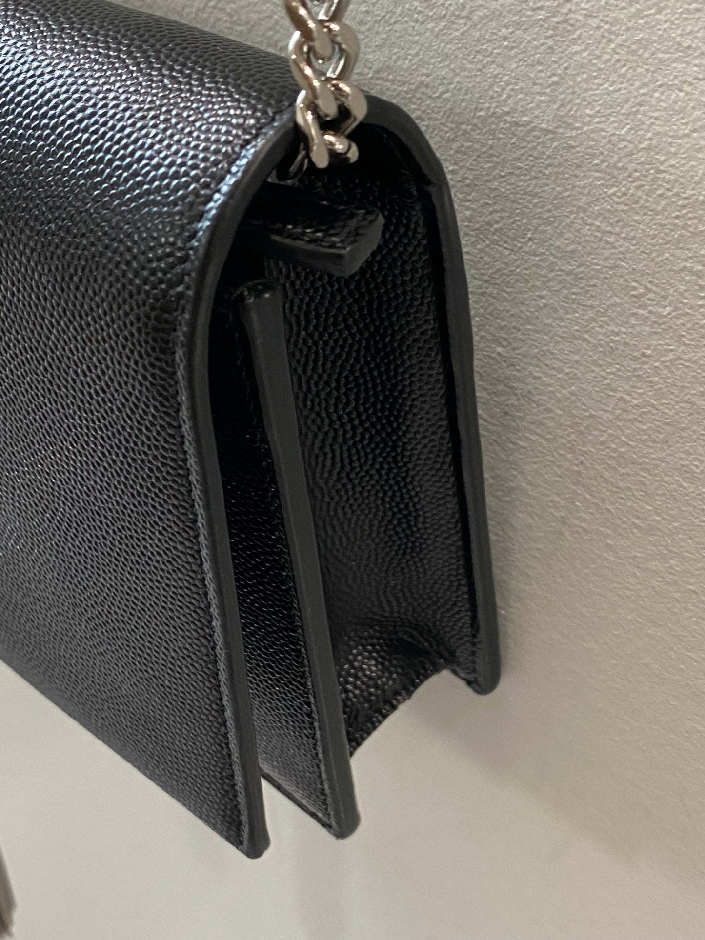 YSL GRAIN DE POUDRE MONOGRAM KATE TASSEL WALLET ON A CHAIN