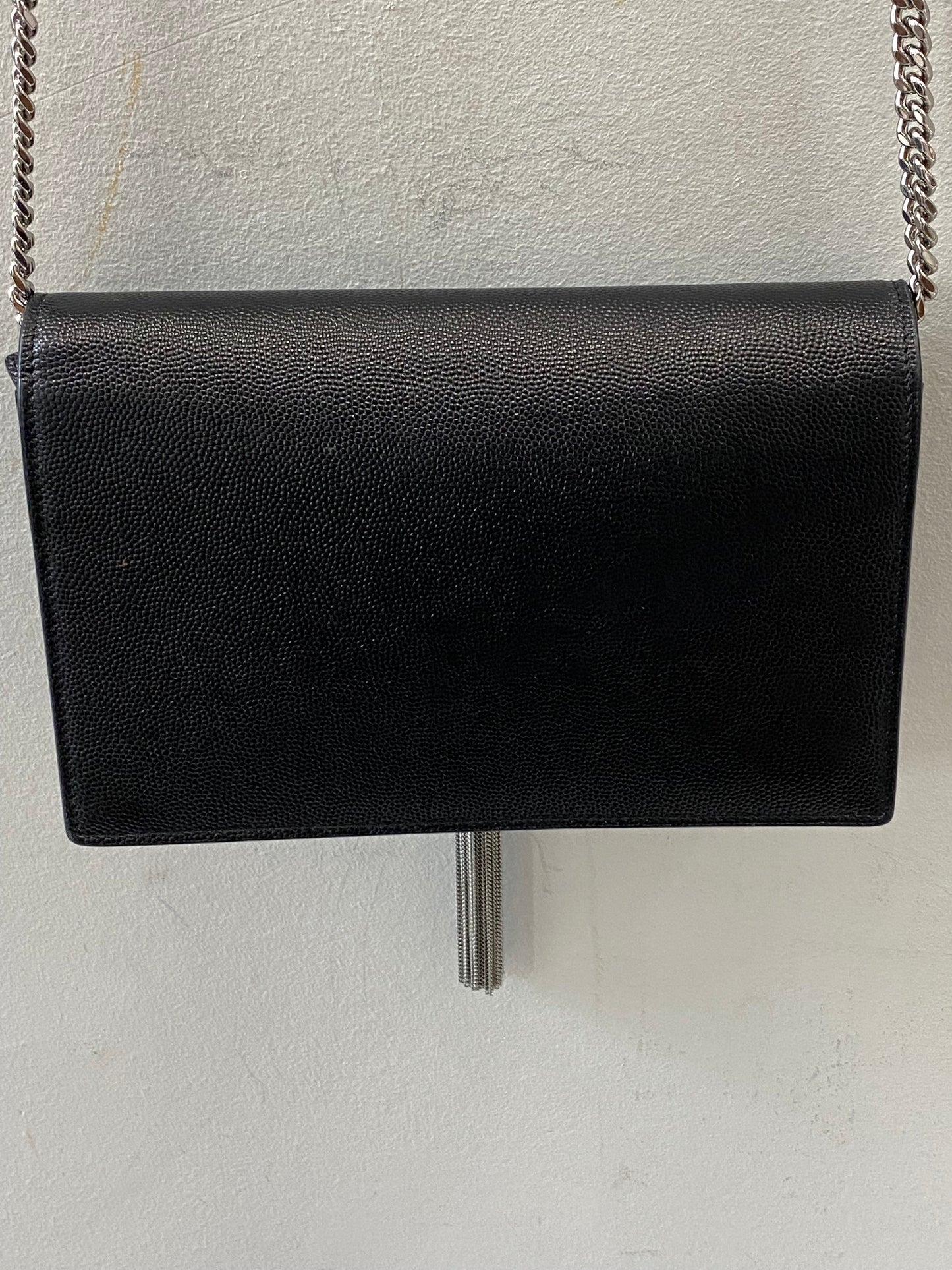 YSL GRAIN DE POUDRE MONOGRAM KATE TASSEL WALLET ON A CHAIN