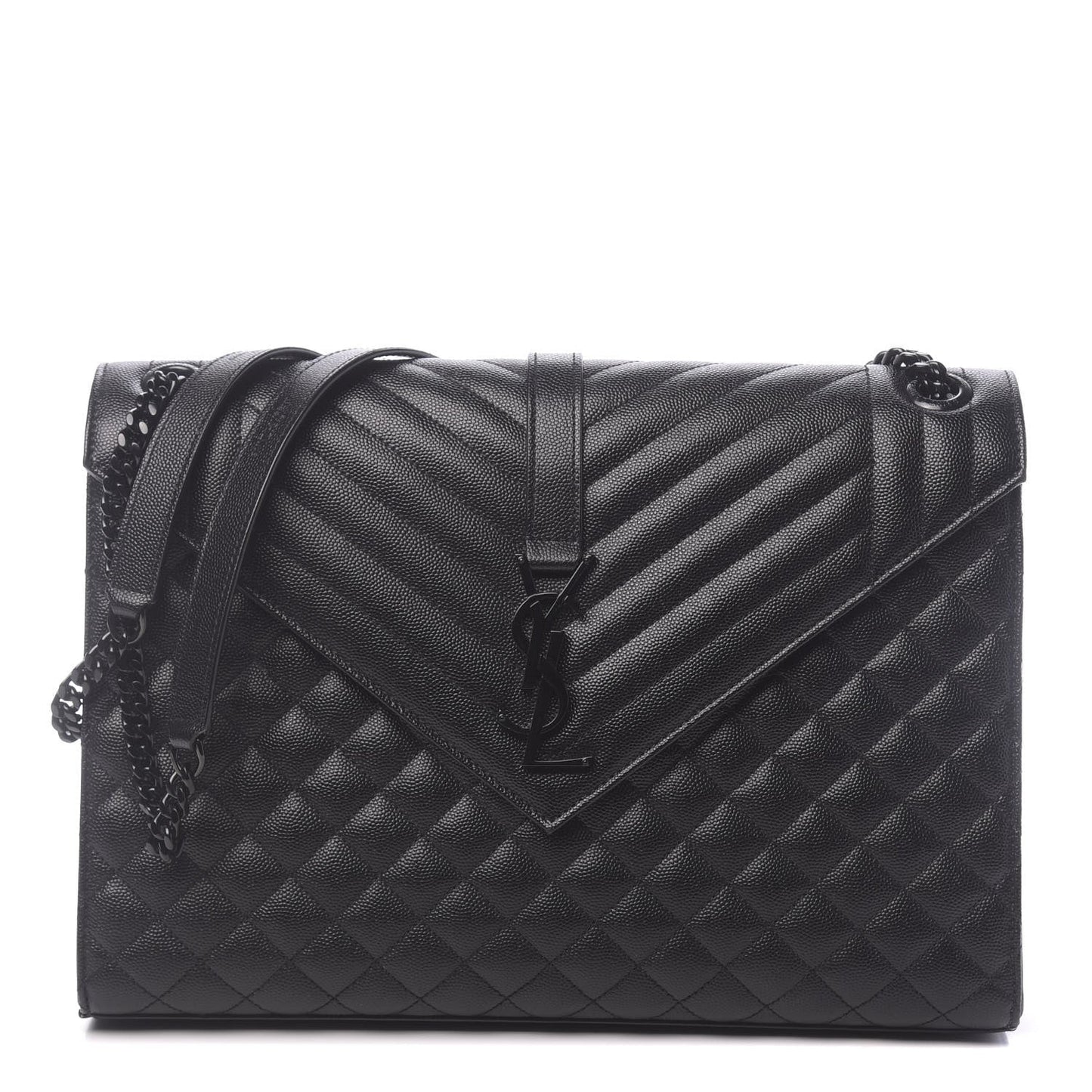 YSL GRAIN DE POUDRE MIXED MATELASSE LARGE TRIQUILT MONOGRAM BAG