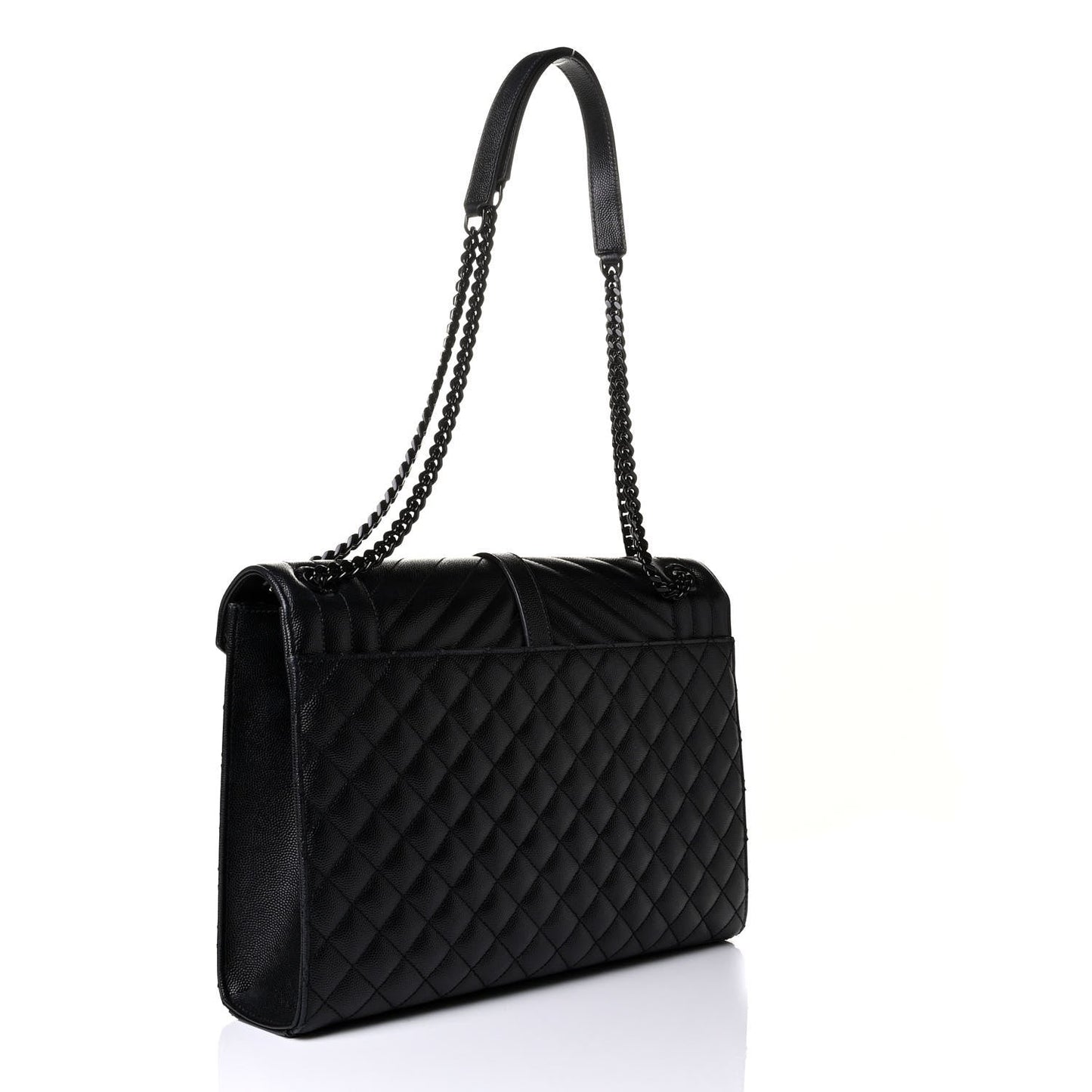 YSL GRAIN DE POUDRE MIXED MATELASSE LARGE TRIQUILT MONOGRAM BAG