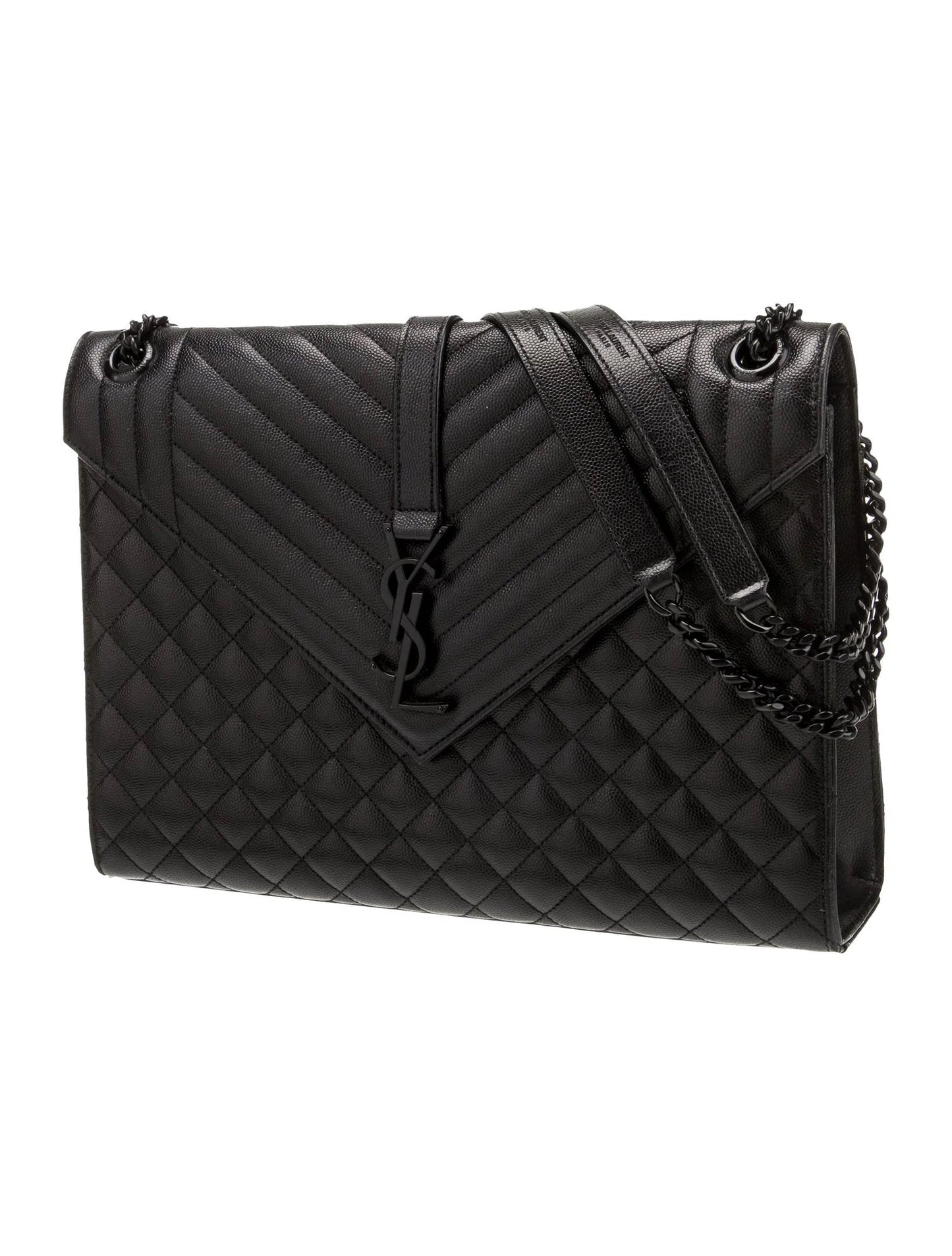 YSL GRAIN DE POUDRE MIXED MATELASSE LARGE TRIQUILT MONOGRAM BAG