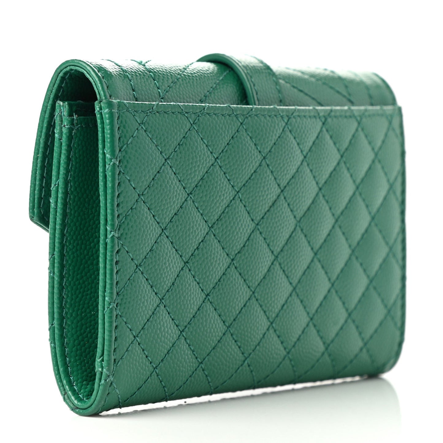 YSL GRAIN DE POUDRE MIXED MATELASSE TRIQUILT SMALL MONOGRAM WALLET
