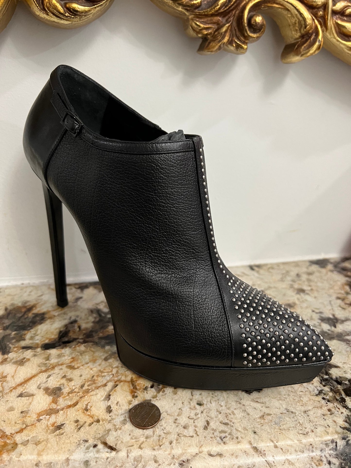 SAINT LAURENT JANIS MICRO STUDDED ANKLE BOOT