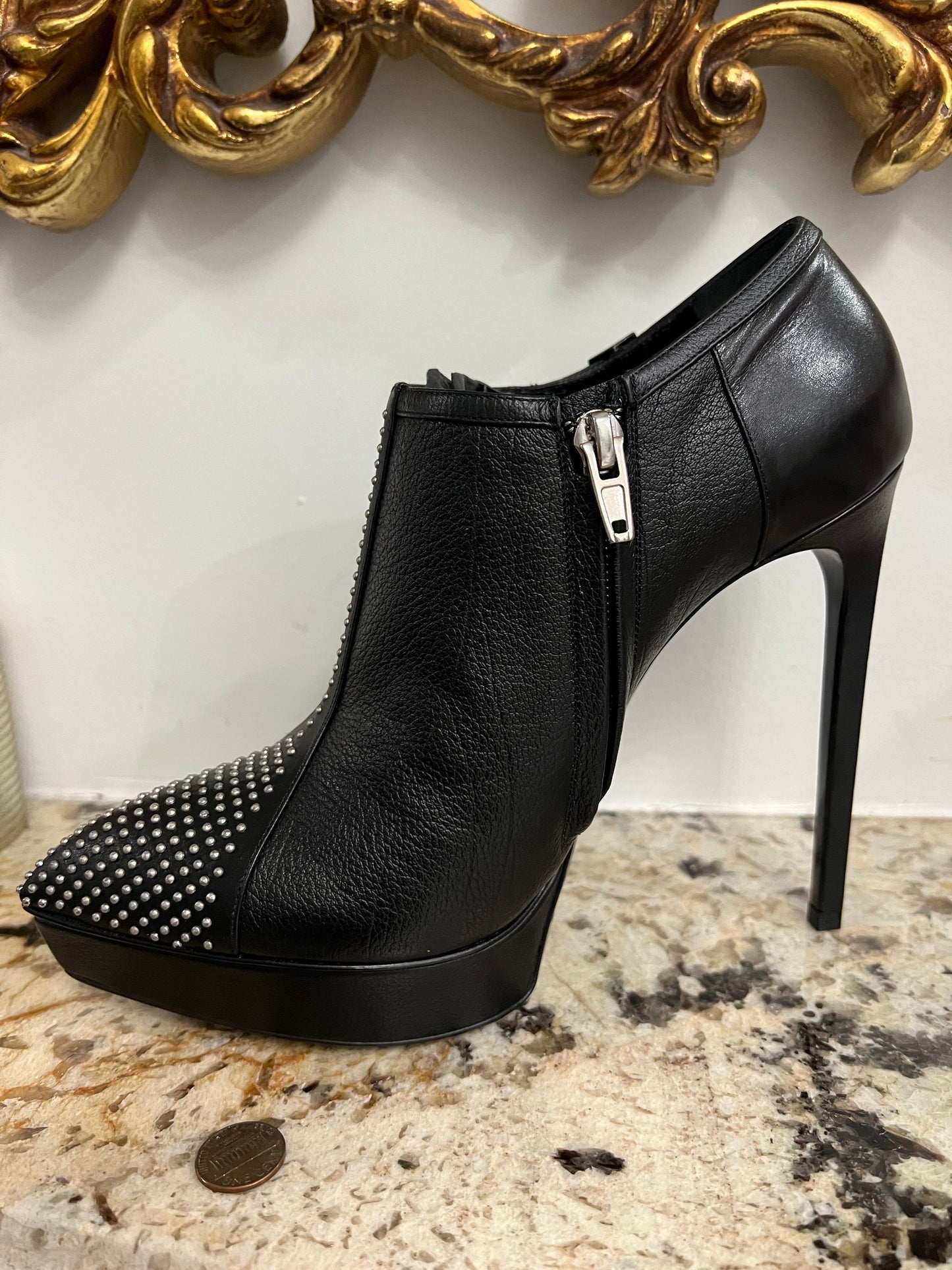 SAINT LAURENT JANIS MICRO STUDDED ANKLE BOOT
