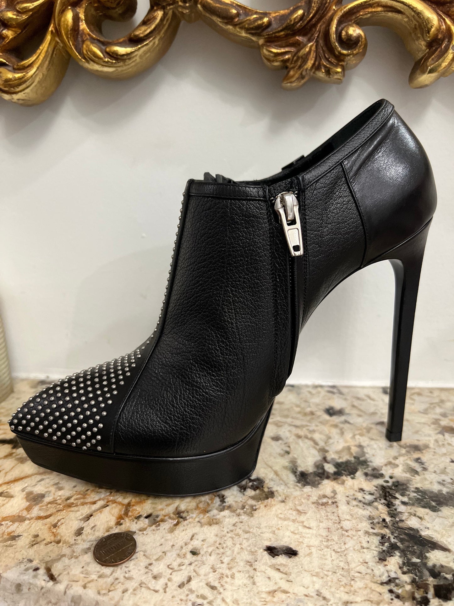 SAINT LAURENT JANIS MICRO STUDDED ANKLE BOOT