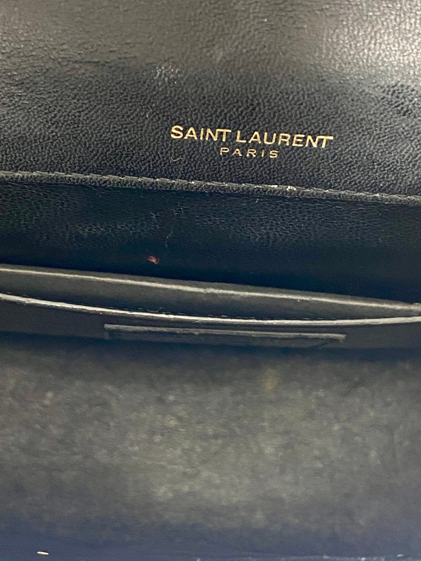 YSL QUILTED LAMBSKIN MONOGRAM SMALL VICKY CHAIN BAG