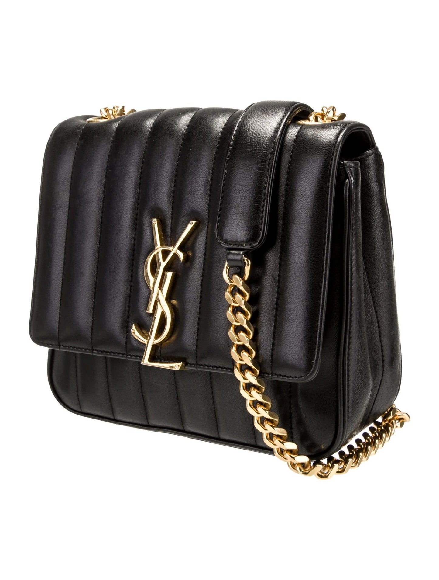 YSL QUILTED LAMBSKIN MONOGRAM SMALL VICKY CHAIN BAG