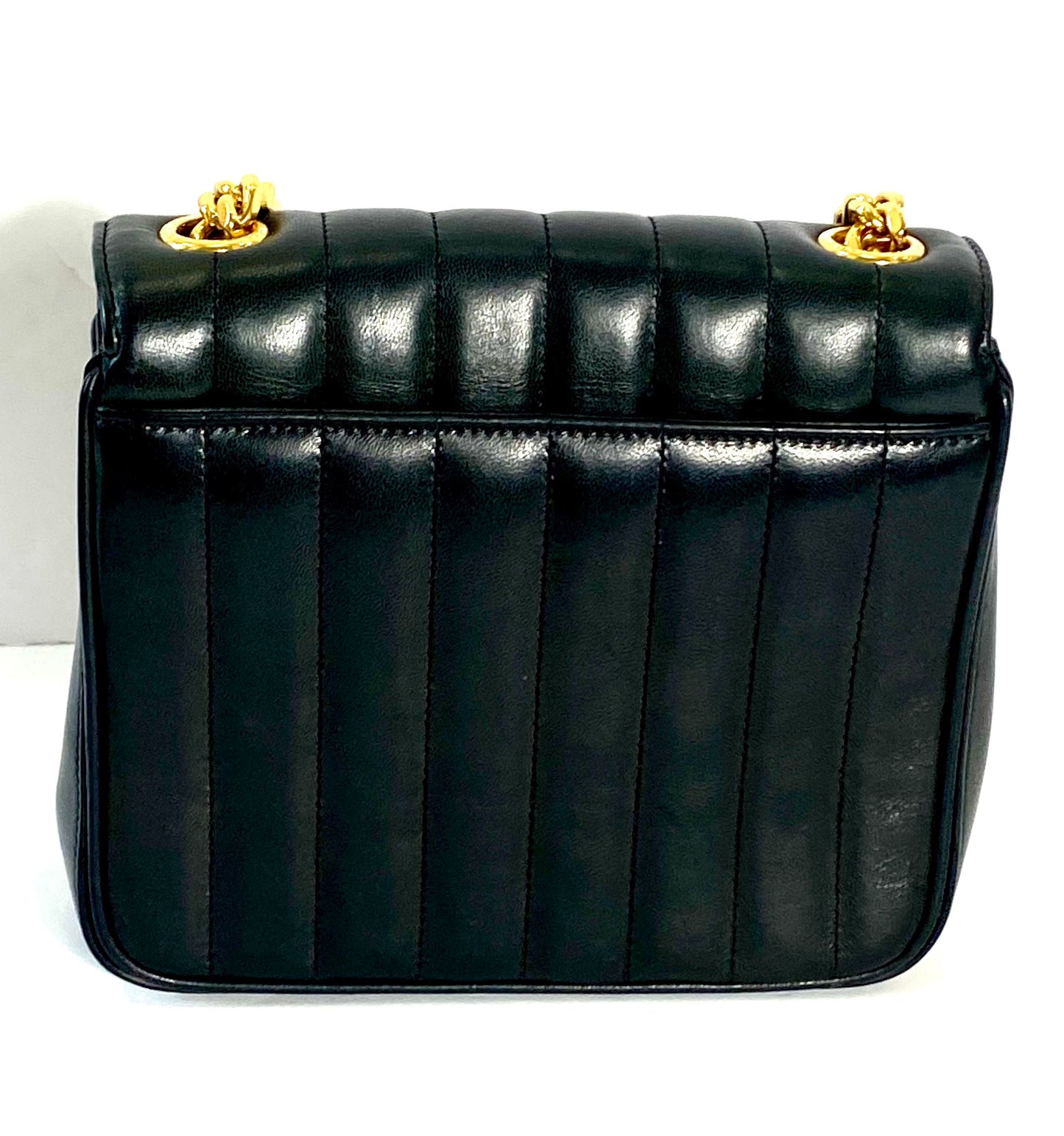 YSL QUILTED LAMBSKIN MONOGRAM SMALL VICKY CHAIN BAG