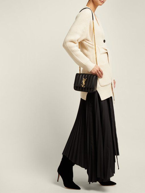 YSL QUILTED LAMBSKIN MONOGRAM SMALL VICKY CHAIN BAG