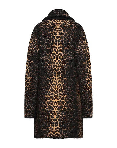 SAINT LAURENT LEOPARD JACQUARD WOOL BLEND COAT