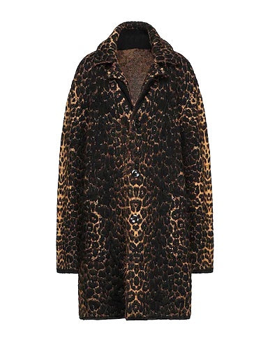 SAINT LAURENT LEOPARD JACQUARD WOOL BLEND COAT
