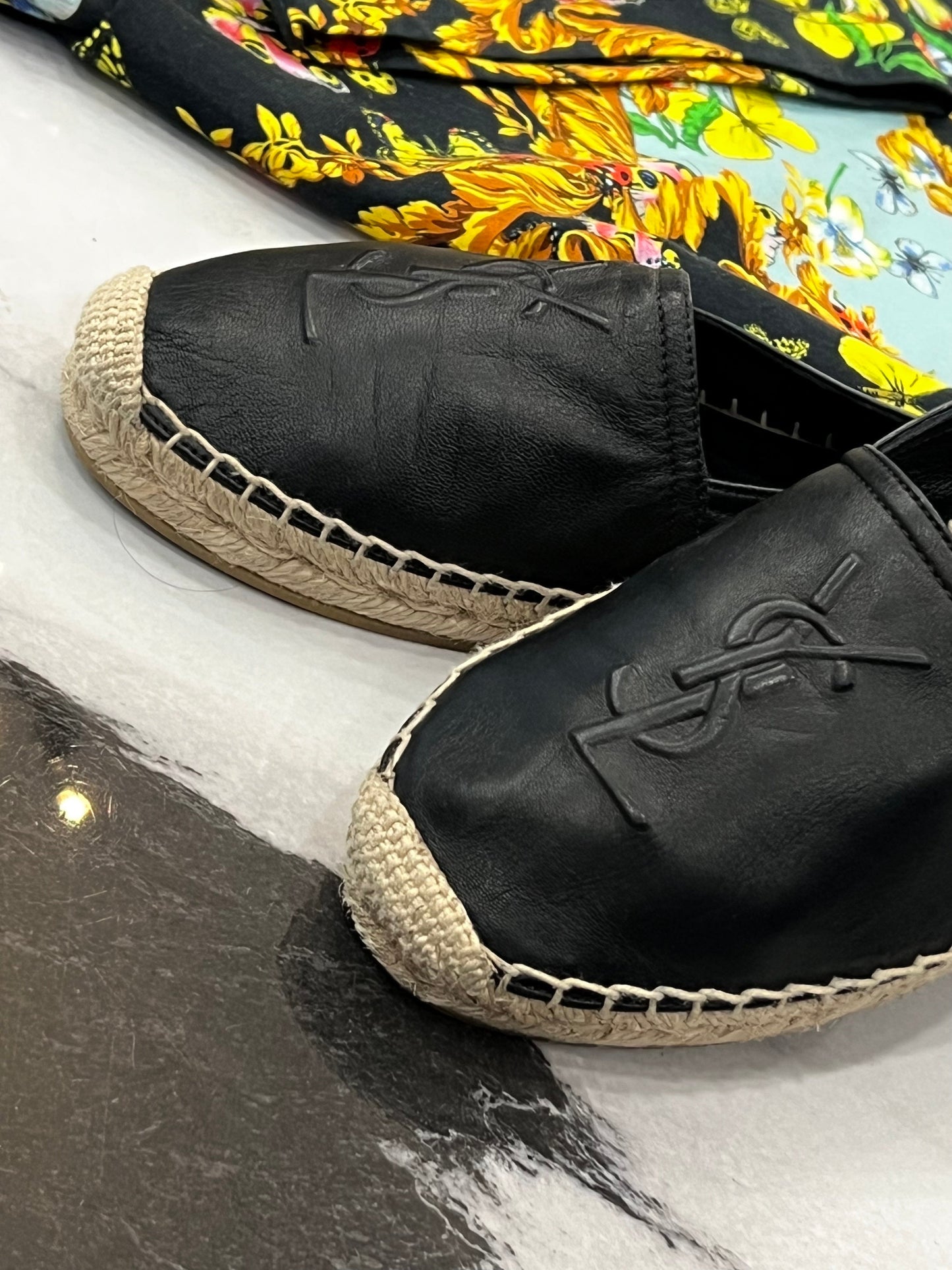 YSL LOGO ESPADRILLE FLAT SHOES