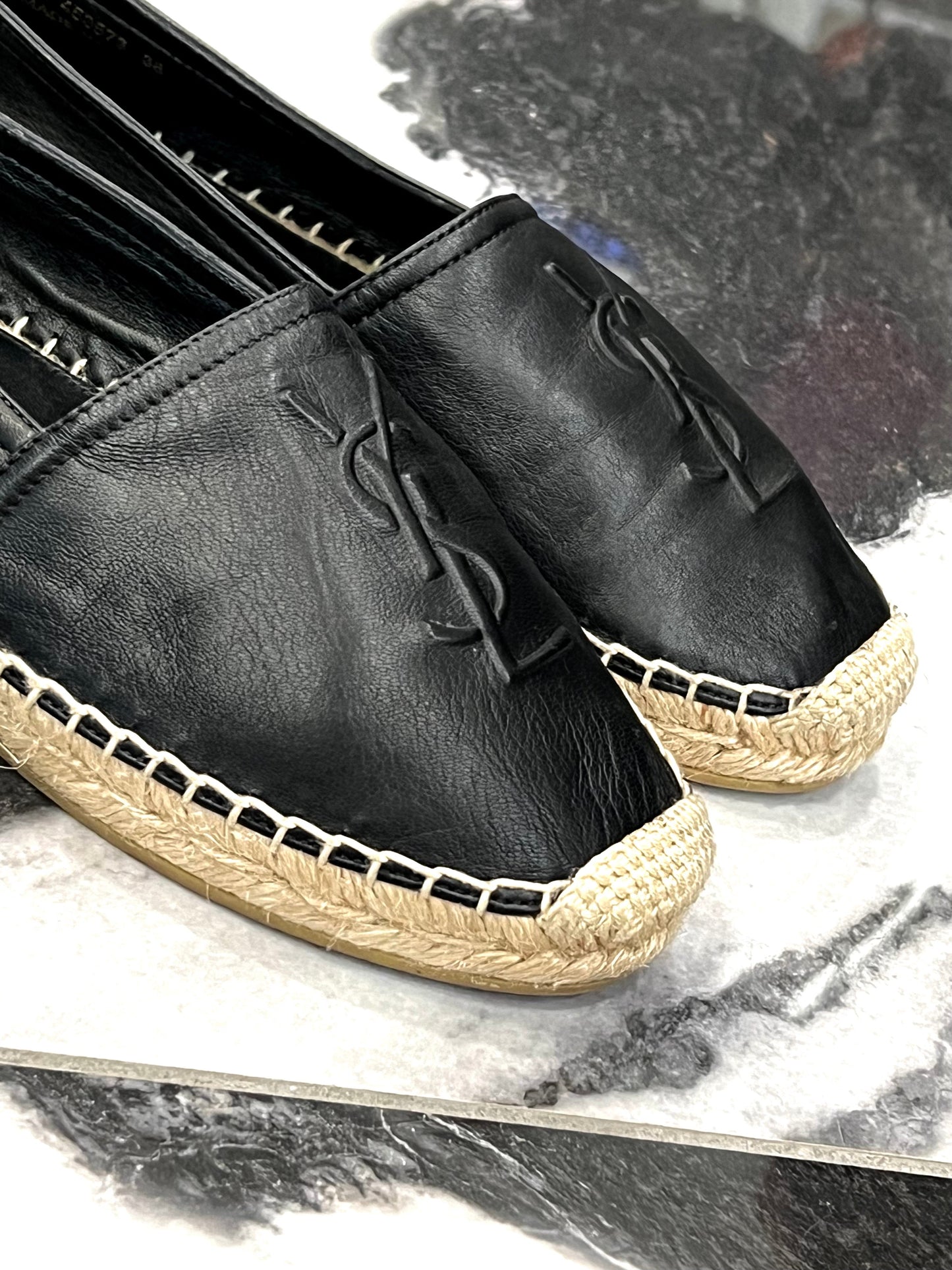 YSL LOGO ESPADRILLE FLAT SHOES