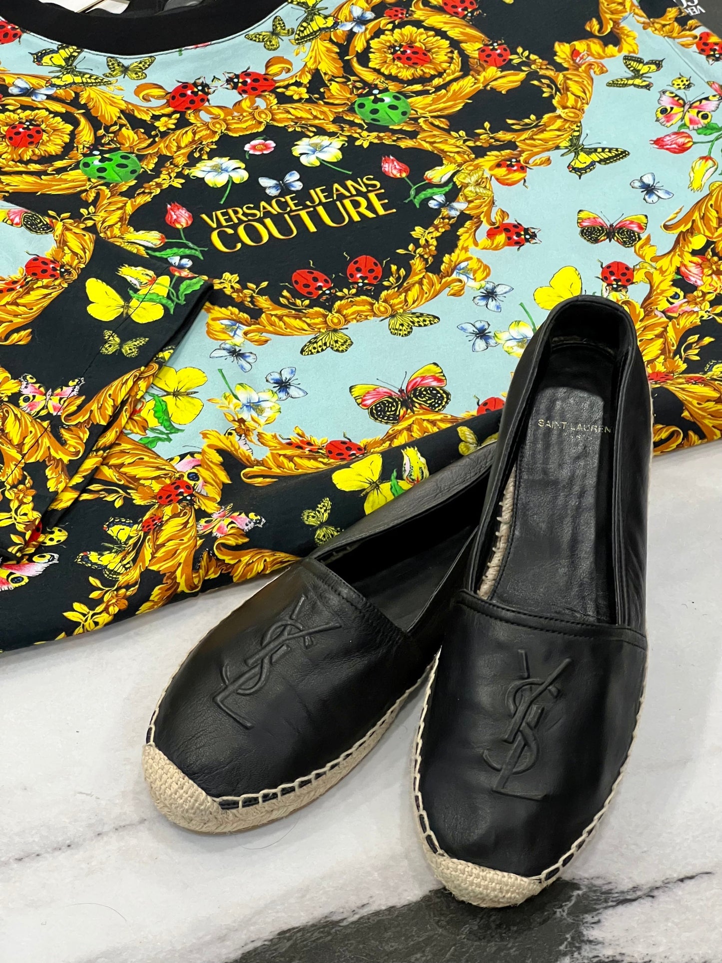 YSL LOGO ESPADRILLE FLAT SHOES