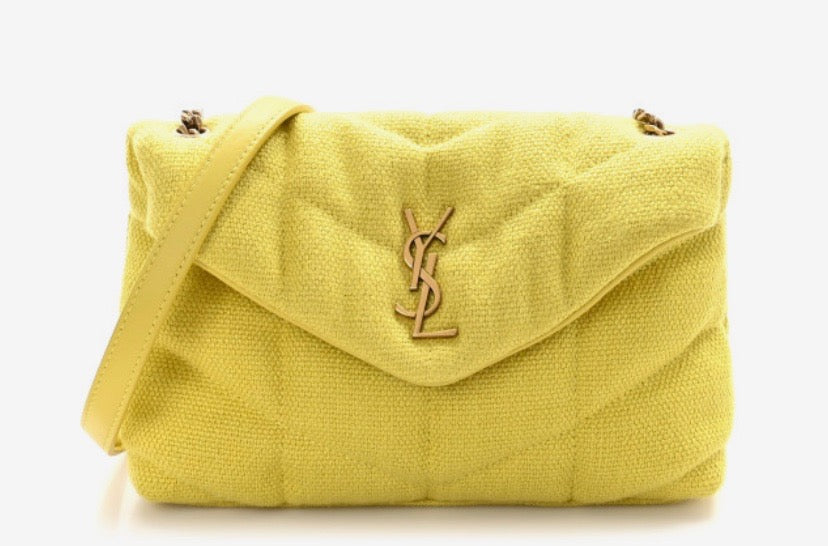 YSL QUILTED CANVAS LOULOU PUFFER TOY SHOULDER BAG
