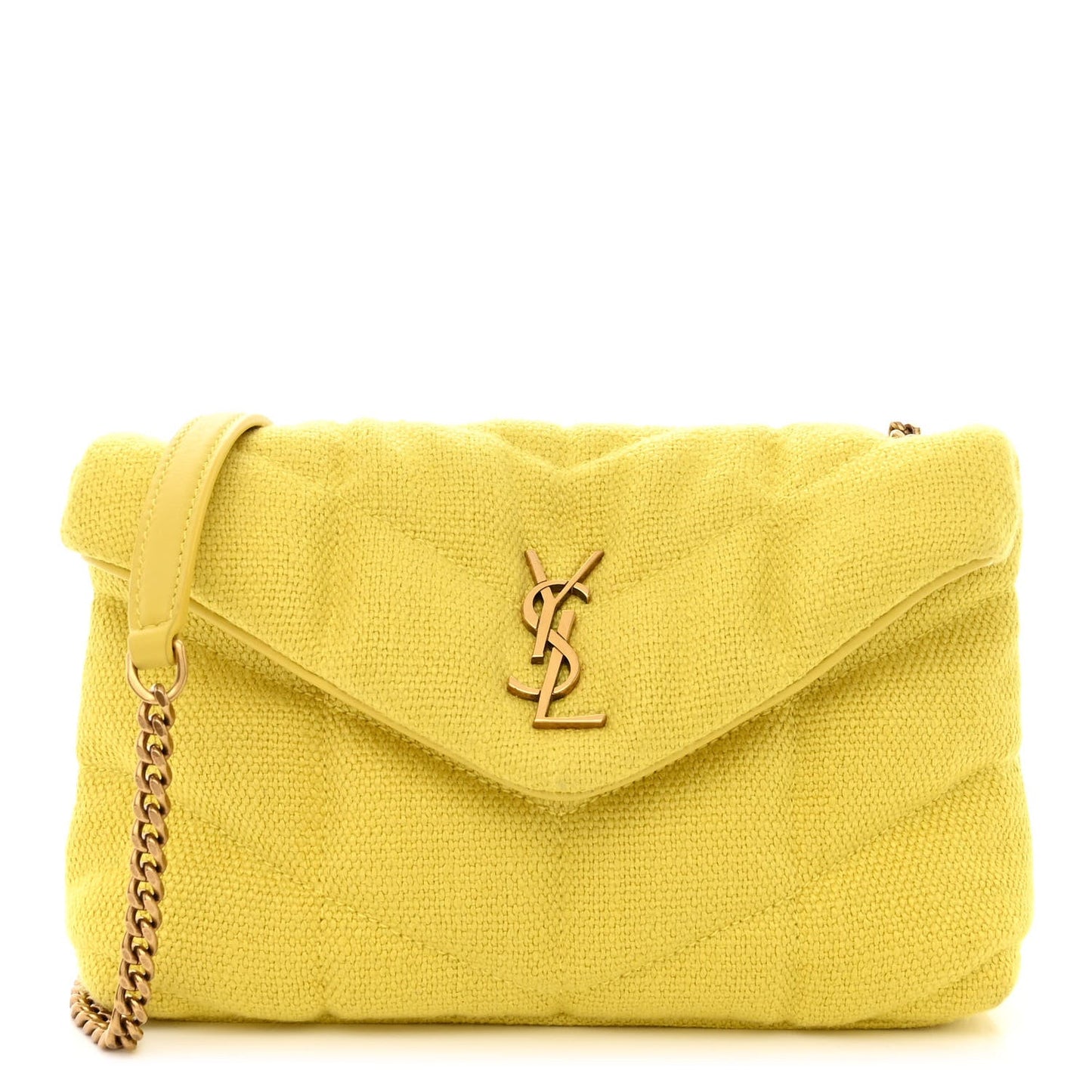 YSL QUILTED CANVAS LOULOU PUFFER TOY SHOULDER BAG