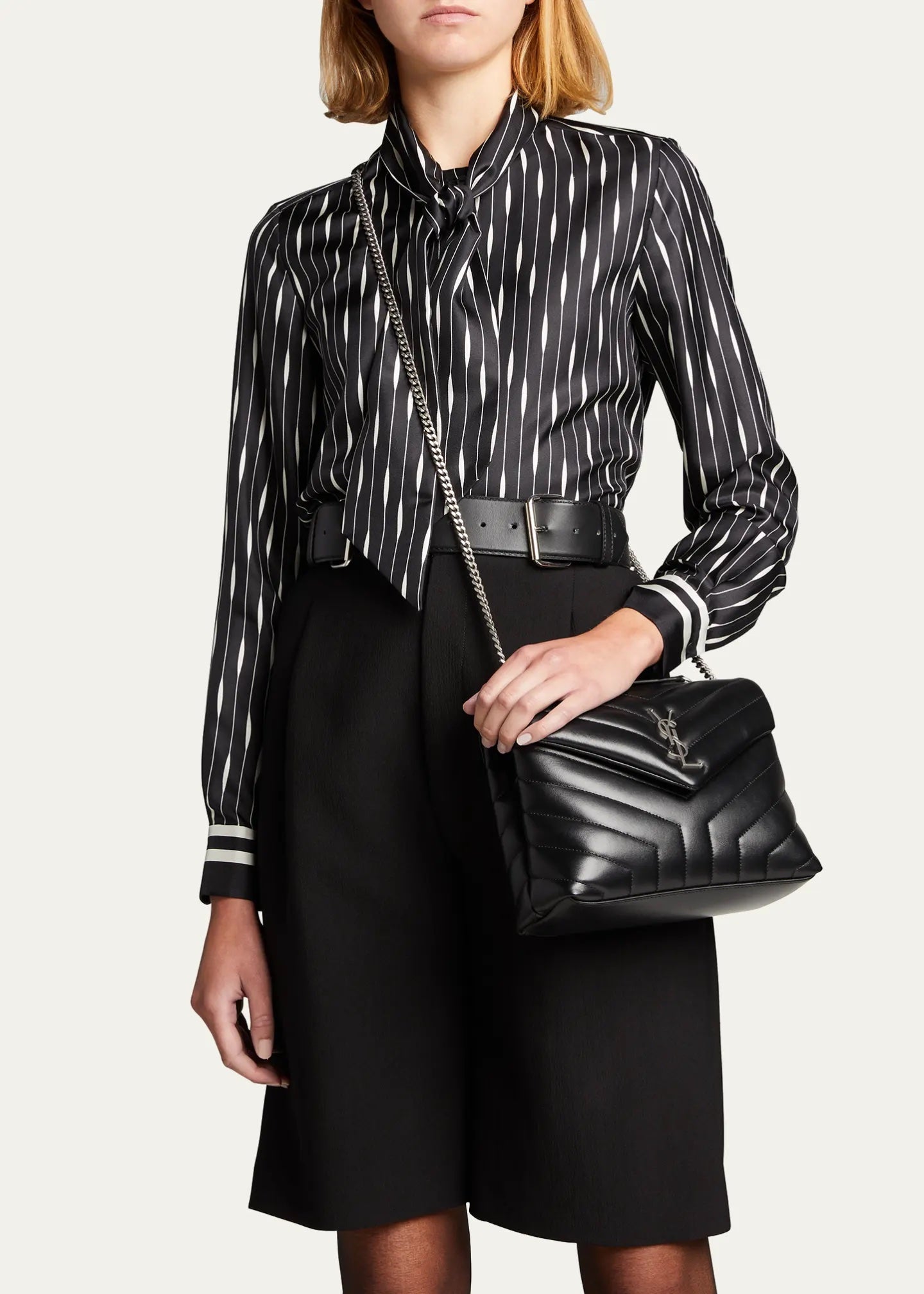 YSL QUILTED CALFSKIN SMALL LOULOU SHOULDER BAG